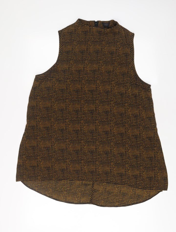 Topshop Womens Brown Geometric Polyester Tunic Tank Size 16 High Neck
