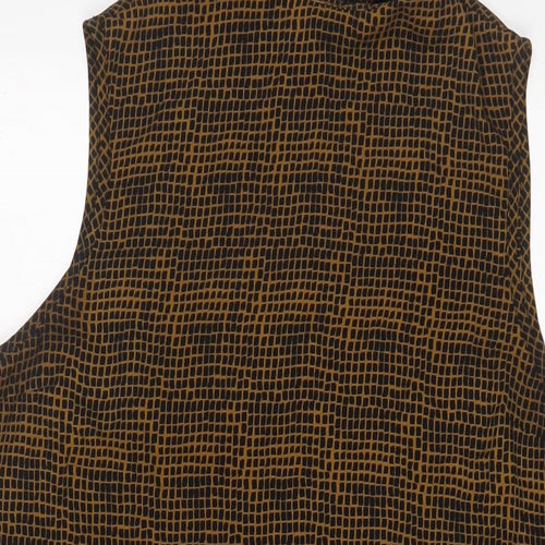 Topshop Womens Brown Geometric Polyester Tunic Tank Size 16 High Neck