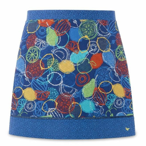 EWM Womens Blue Geometric Cotton A-Line Skirt Size 14 - Embroidered