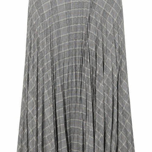 Marks and Spencer Womens Grey Plaid Polyester A-Line Skirt Size 12 Zip - Pleated