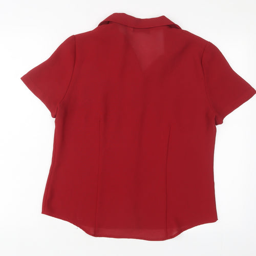 BHS Womens Red Polyester Basic Button-Up Size 12 Collared