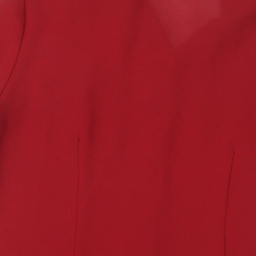BHS Womens Red Polyester Basic Button-Up Size 12 Collared
