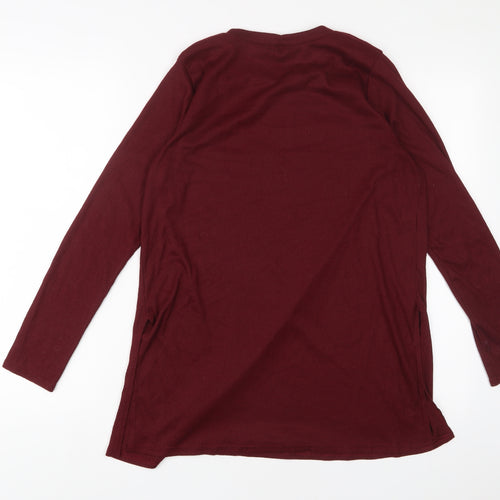 Boohoo Womens Red Polyester Tunic T-Shirt Size 10 Crew Neck