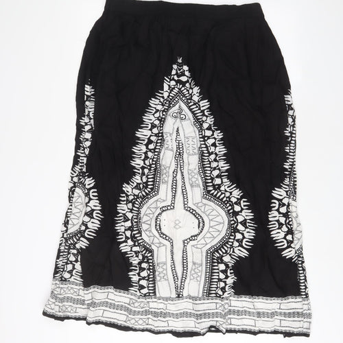 Klass Womens Black Geometric Viscose A-Line Skirt Size 16