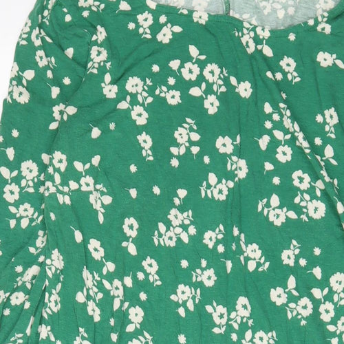 Wallis Womens Green Floral Viscose Sheath Size 14 Boat Neck Pullover