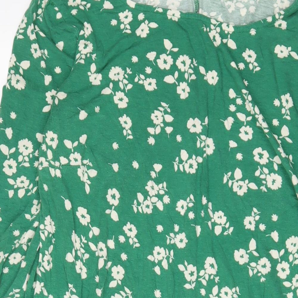 Wallis Womens Green Floral Viscose Sheath Size 14 Boat Neck Pullover