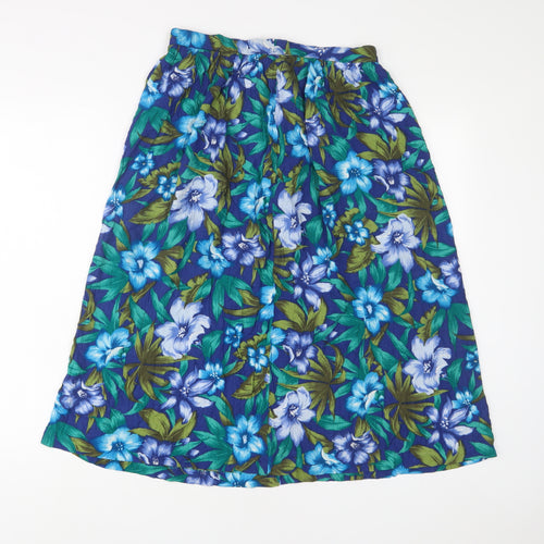 Alred Dunner Womens Multicoloured Floral Viscose A-Line Skirt Size 12 Button