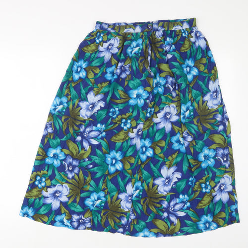 Alred Dunner Womens Multicoloured Floral Viscose A-Line Skirt Size 12 Button