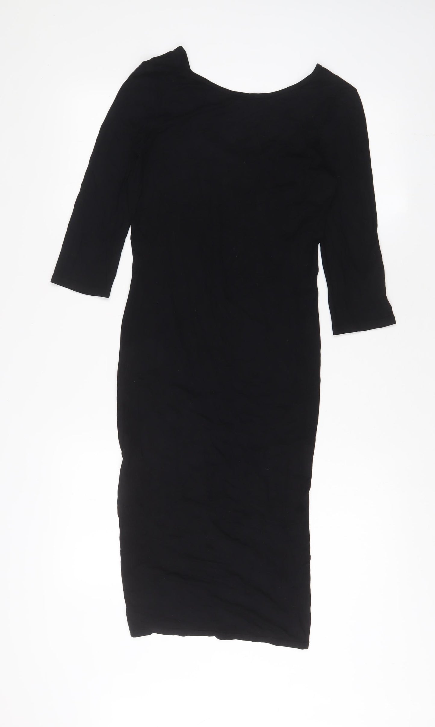 Topshop Womens Black Viscose Bodycon Size 10 Boat Neck Pullover