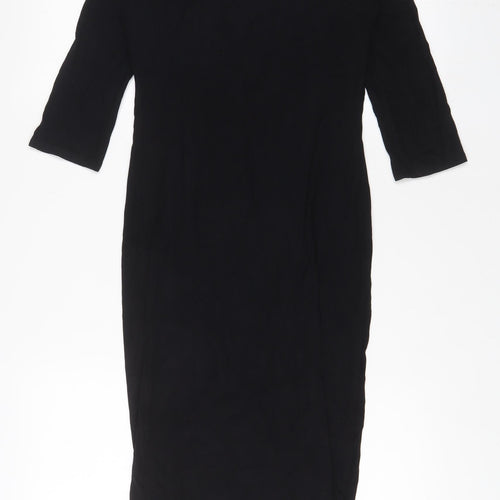 Topshop Womens Black Viscose Bodycon Size 10 Boat Neck Pullover