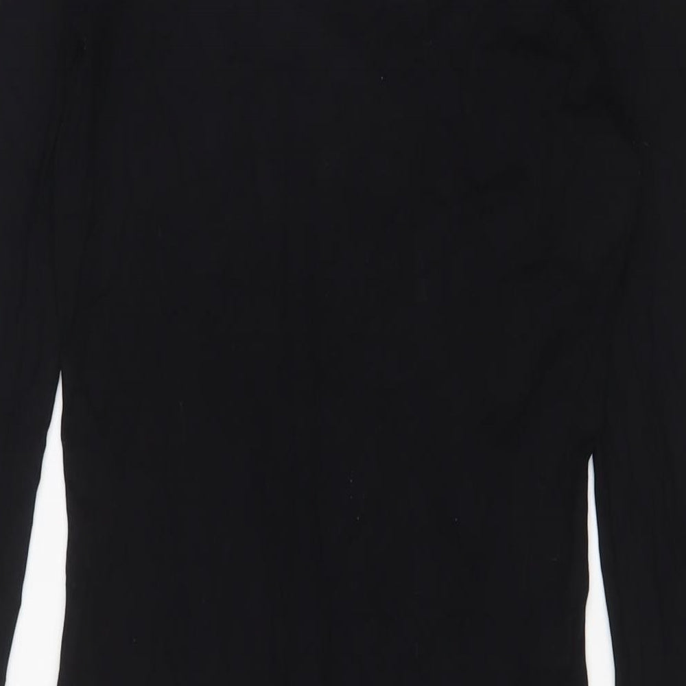 Topshop Womens Black Viscose Bodycon Size 10 Boat Neck Pullover