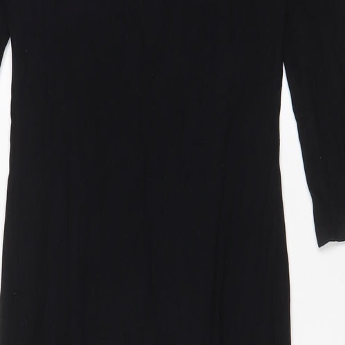 Topshop Womens Black Viscose Bodycon Size 10 Boat Neck Pullover