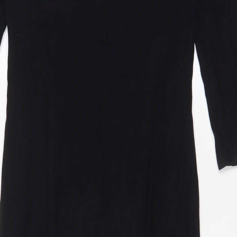 Topshop Womens Black Viscose Bodycon Size 10 Boat Neck Pullover