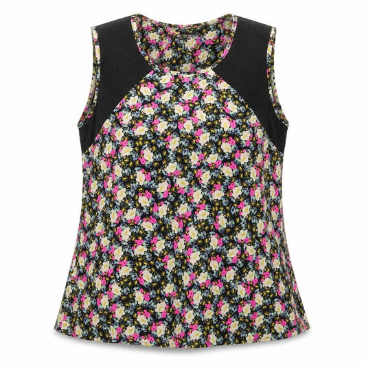 Front view of Limited Collection women’s multicoloured floral polyester basic tank, size UK 12, scoop neck - lace