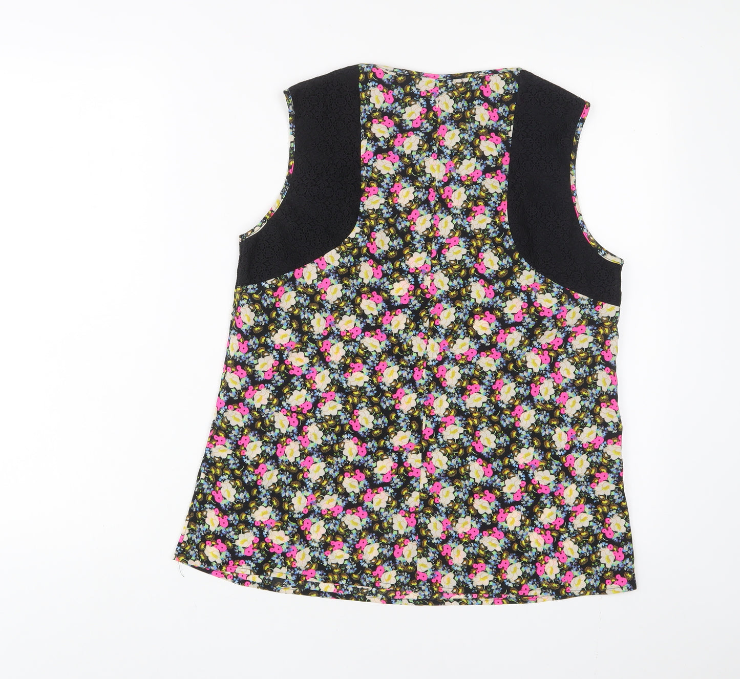 Limited Collection Womens Multicoloured Floral Polyester Basic Tank Size 12 Scoop Neck - Lace