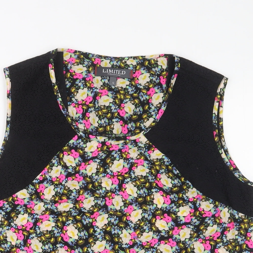 Limited Collection Womens Multicoloured Floral Polyester Basic Tank Size 12 Scoop Neck - Lace