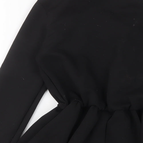 Wallis Womens Black Polyester Basic Blouse Size 8 Round Neck