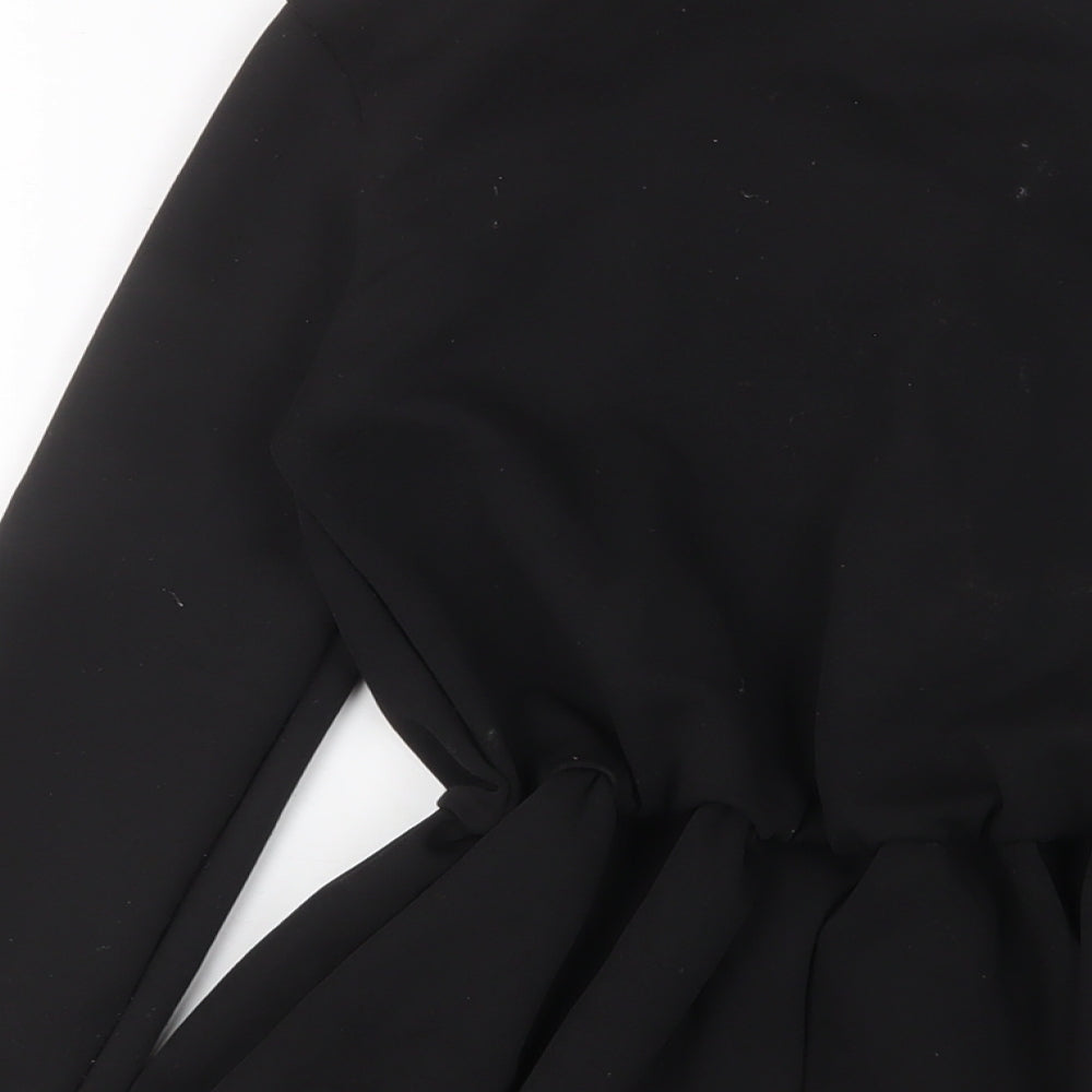 Wallis Womens Black Polyester Basic Blouse Size 8 Round Neck