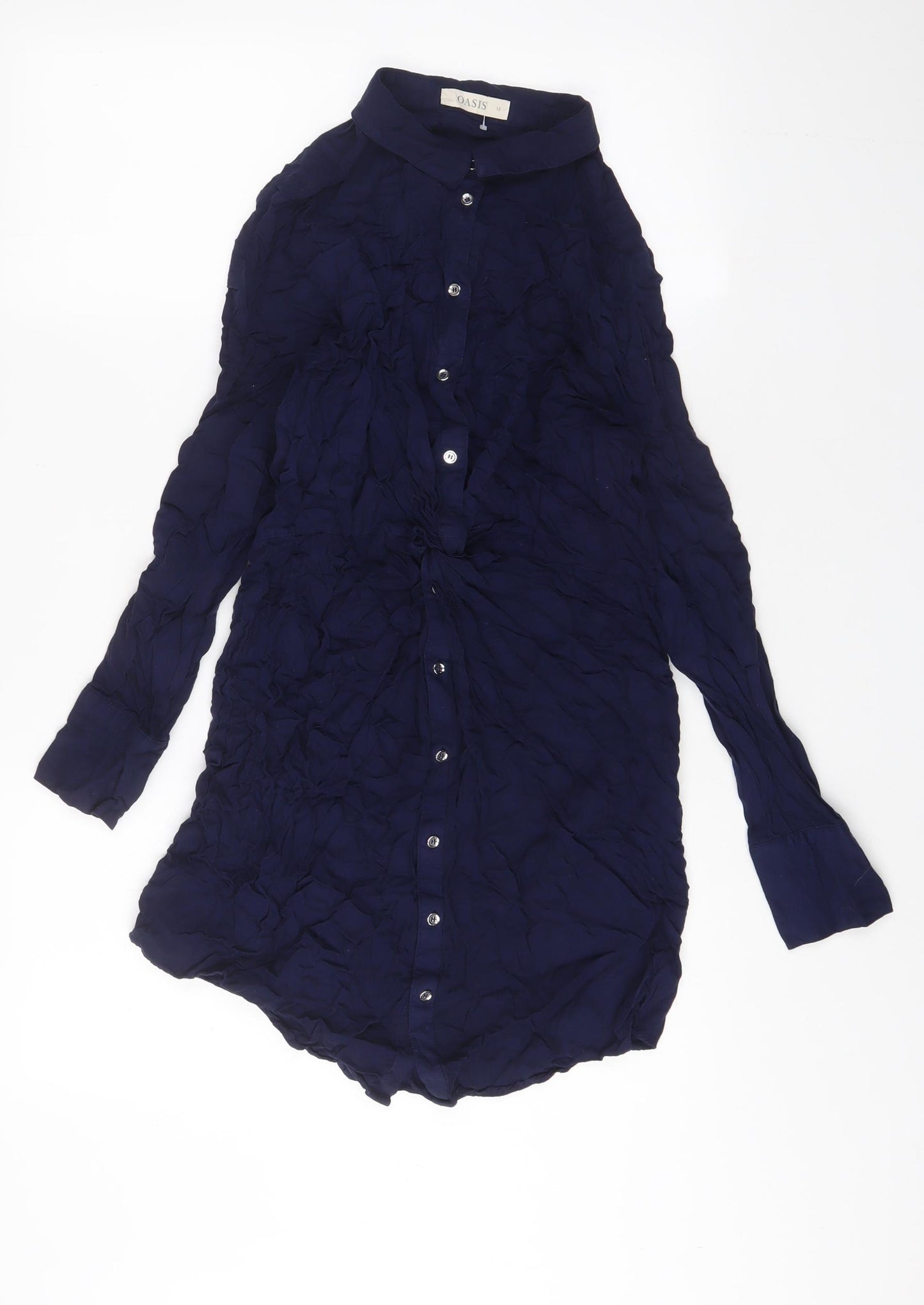 Oasis Womens Blue Viscose Shirt Dress Size 12 Collared Button