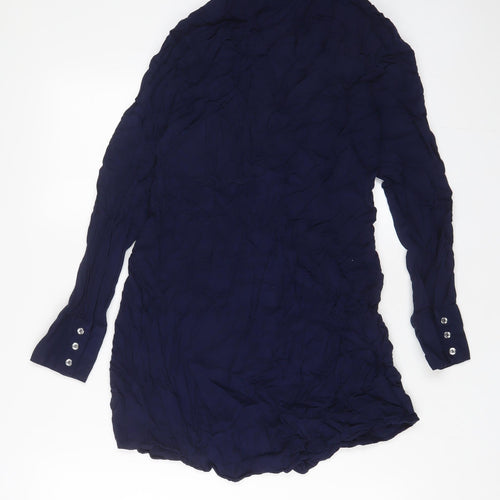 Oasis Womens Blue Viscose Shirt Dress Size 12 Collared Button