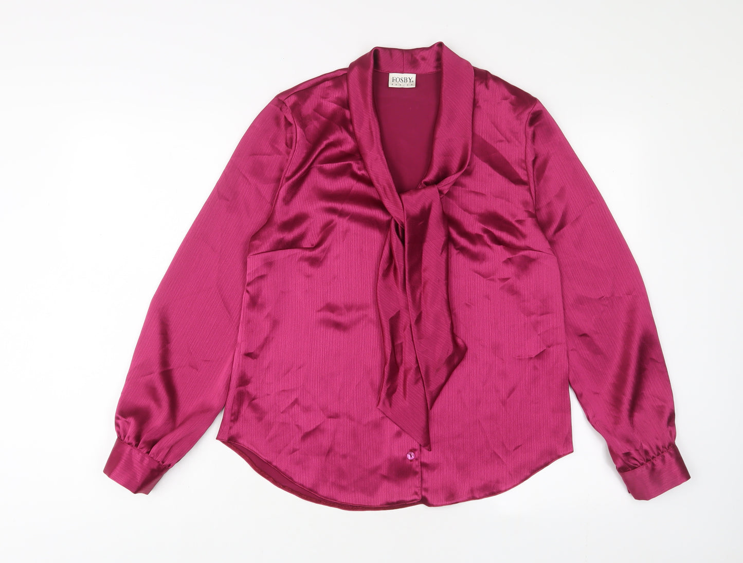 Fosby Womens Purple Polyester Basic Button-Up Size 12 Collared