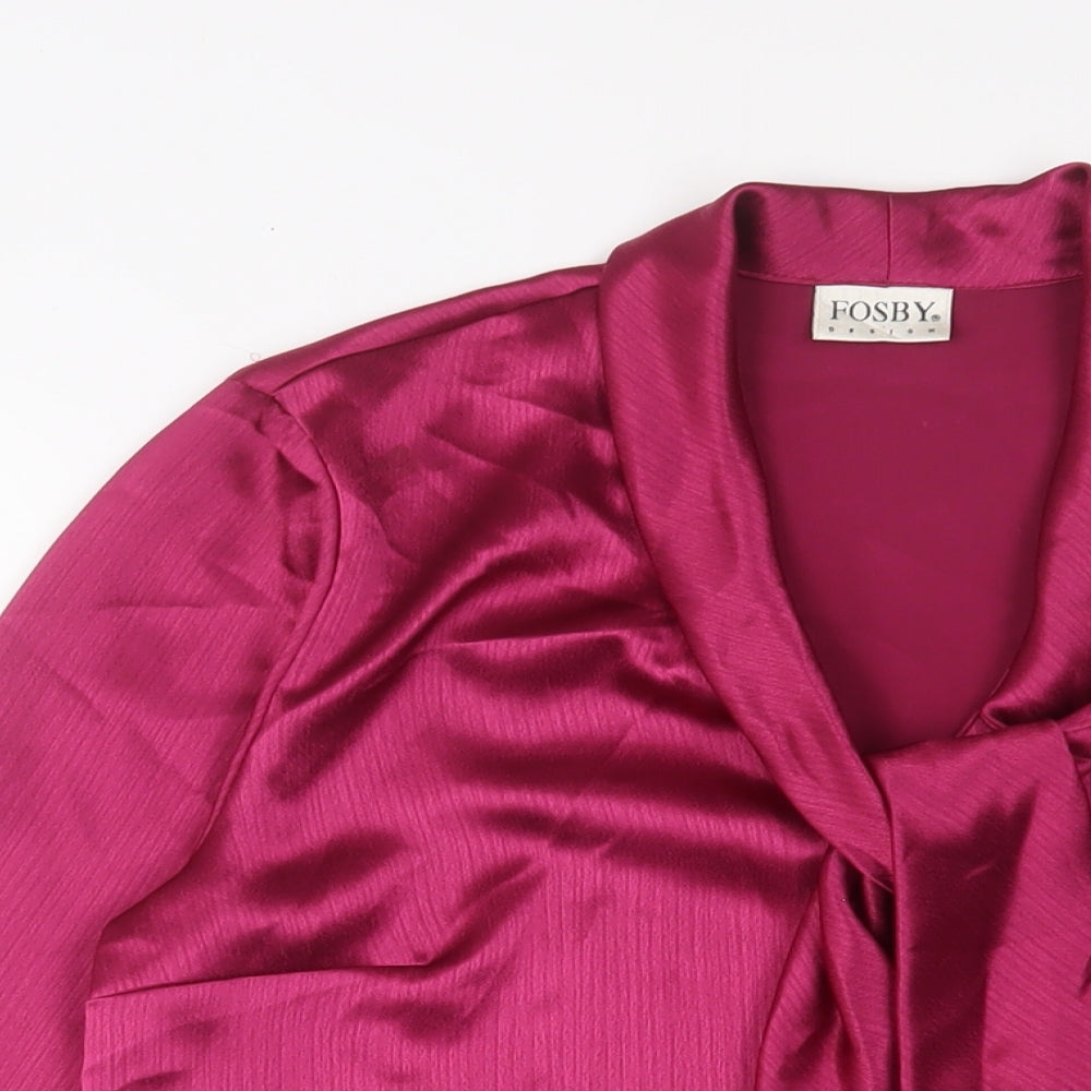 Fosby Womens Purple Polyester Basic Button-Up Size 12 Collared