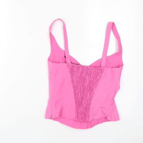 Zara Womens Pink Viscose Cropped Tank Size XS V-Neck