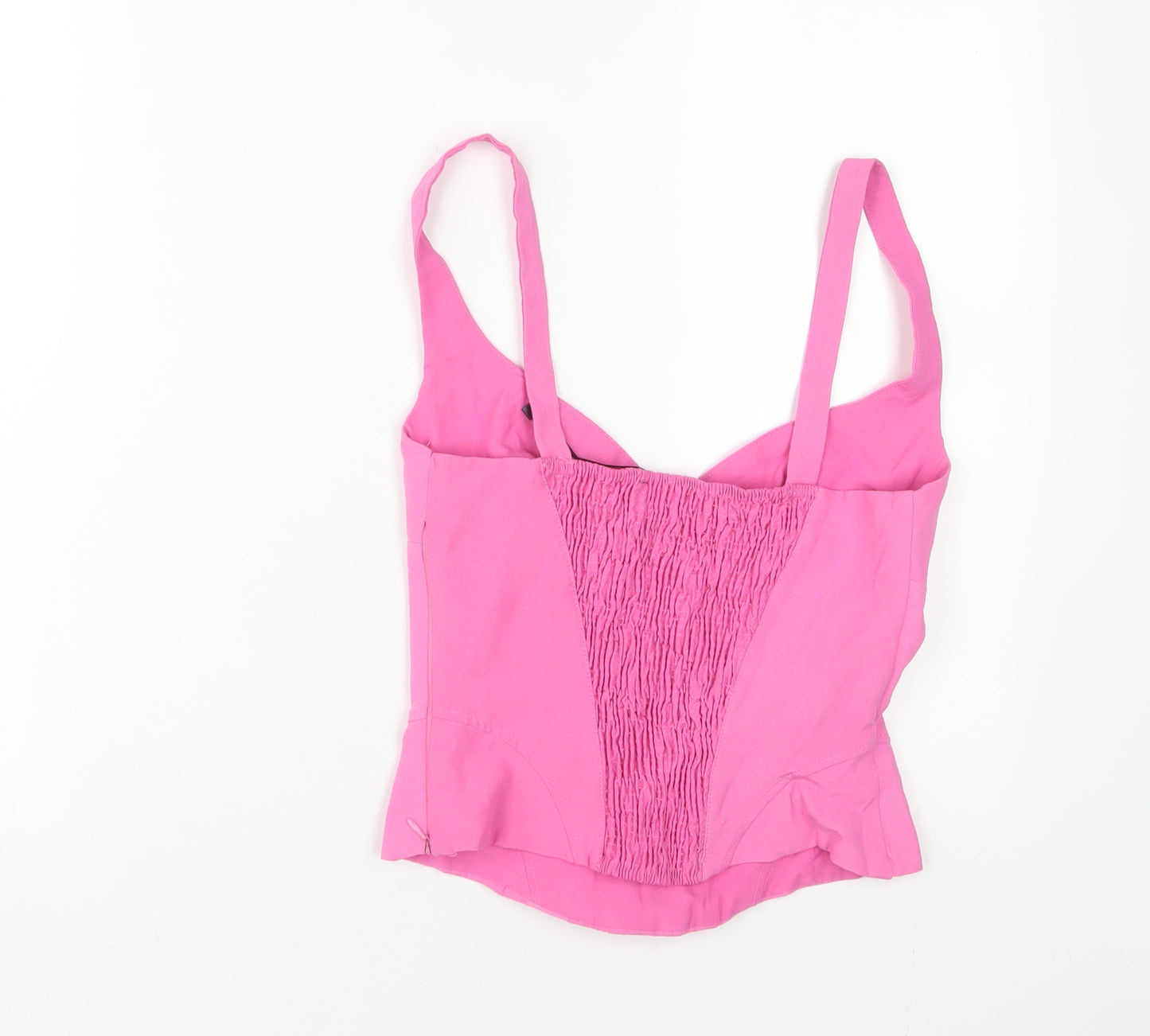 Zara Womens Pink Viscose Cropped Tank Size XS V-Neck