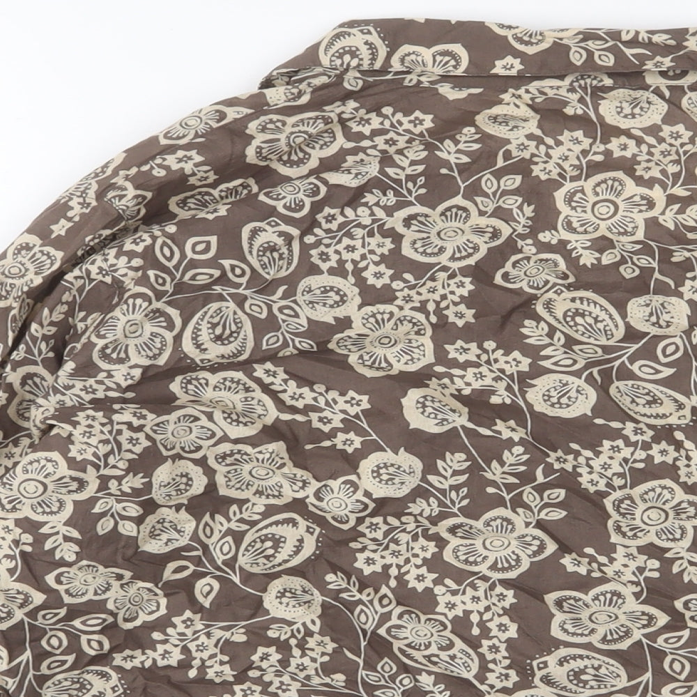 Mia Moda Womens Brown Floral Cotton Basic Button-Up Size 22 Collared - Beaded