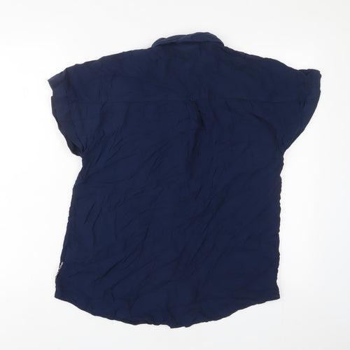 Lee Cooper Womens Blue Viscose Basic Button-Up Size 10 Collared