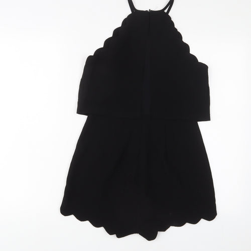 New Look Womens Black Polyester Playsuit One-Piece Size 8 Zip - Lettuce Edging