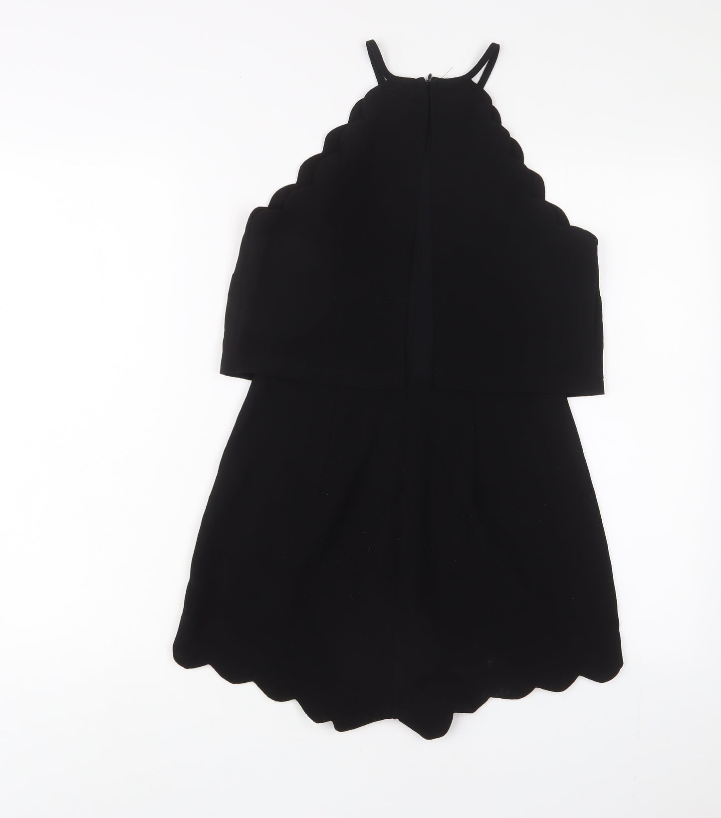 New Look Womens Black Polyester Playsuit One-Piece Size 8 Zip - Lettuce Edging