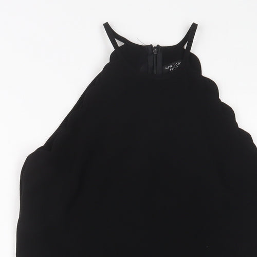 New Look Womens Black Polyester Playsuit One-Piece Size 8 Zip - Lettuce Edging