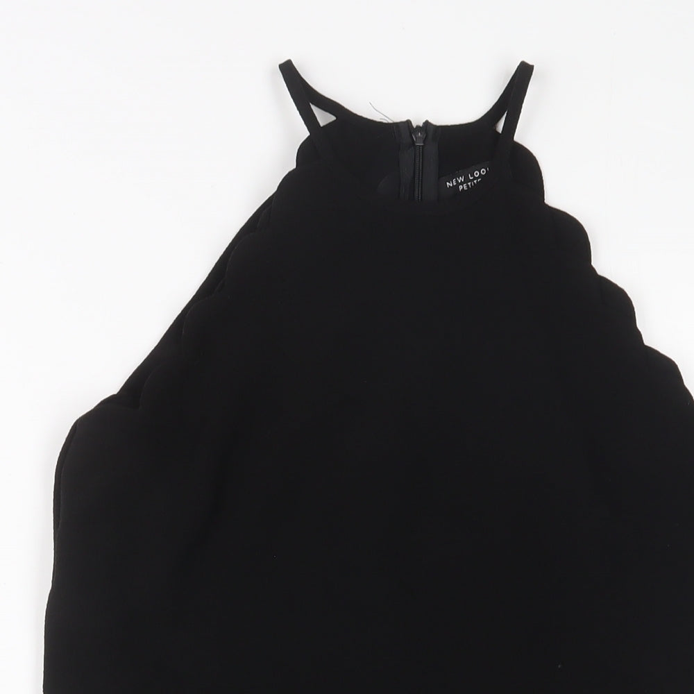New Look Womens Black Polyester Playsuit One-Piece Size 8 Zip - Lettuce Edging