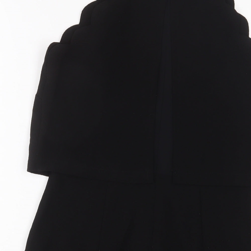 New Look Womens Black Polyester Playsuit One-Piece Size 8 Zip - Lettuce Edging