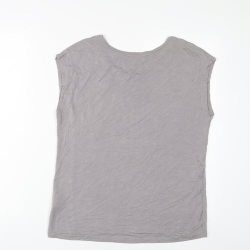 Klass Womens Grey Viscose Basic T-Shirt Size M Boat Neck - Beaded