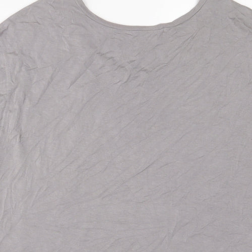 Klass Womens Grey Viscose Basic T-Shirt Size M Boat Neck - Beaded