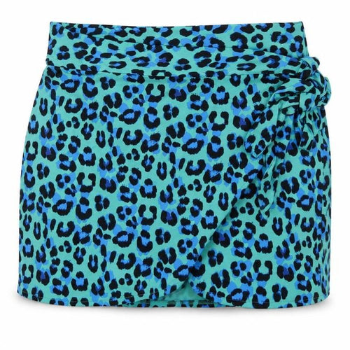 Bobeau Womens Blue Animal Print Polyester Wrap Skirt Size 18 Tie