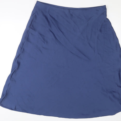 Marks and Spencer Womens Blue Polyester A-Line Skirt Size 22