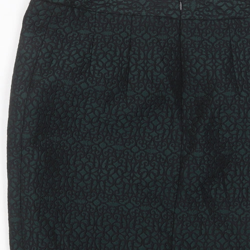 NEXT Womens Green Fair Isle Viscose A-Line Skirt Size 10 Zip - Side Slit