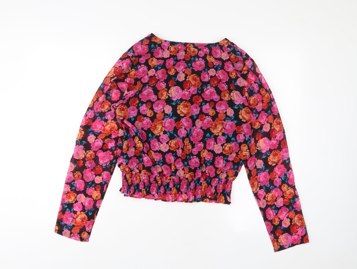 NEXT Womens Multicoloured Floral Polyester Cropped Blouse Size 12 V-Neck