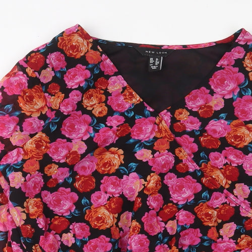 NEXT Womens Multicoloured Floral Polyester Cropped Blouse Size 12 V-Neck