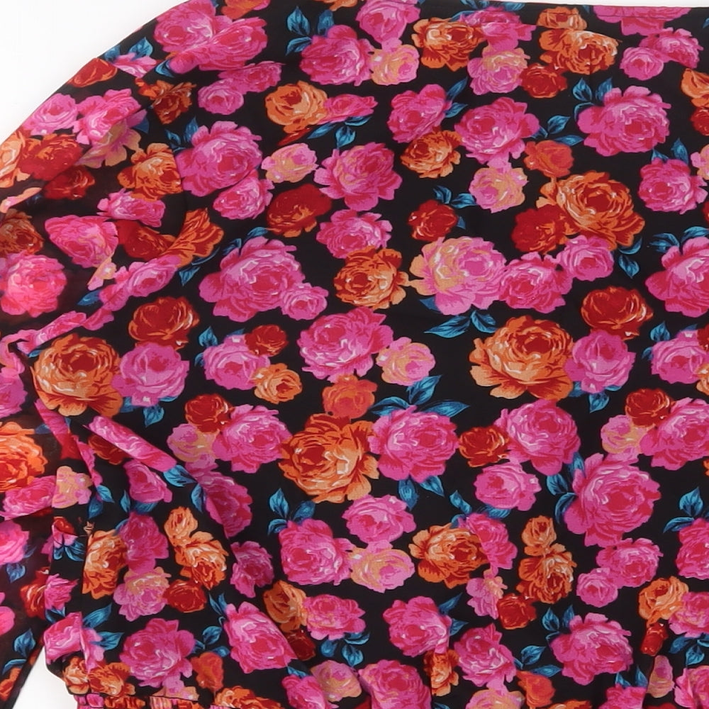 NEXT Womens Multicoloured Floral Polyester Cropped Blouse Size 12 V-Neck