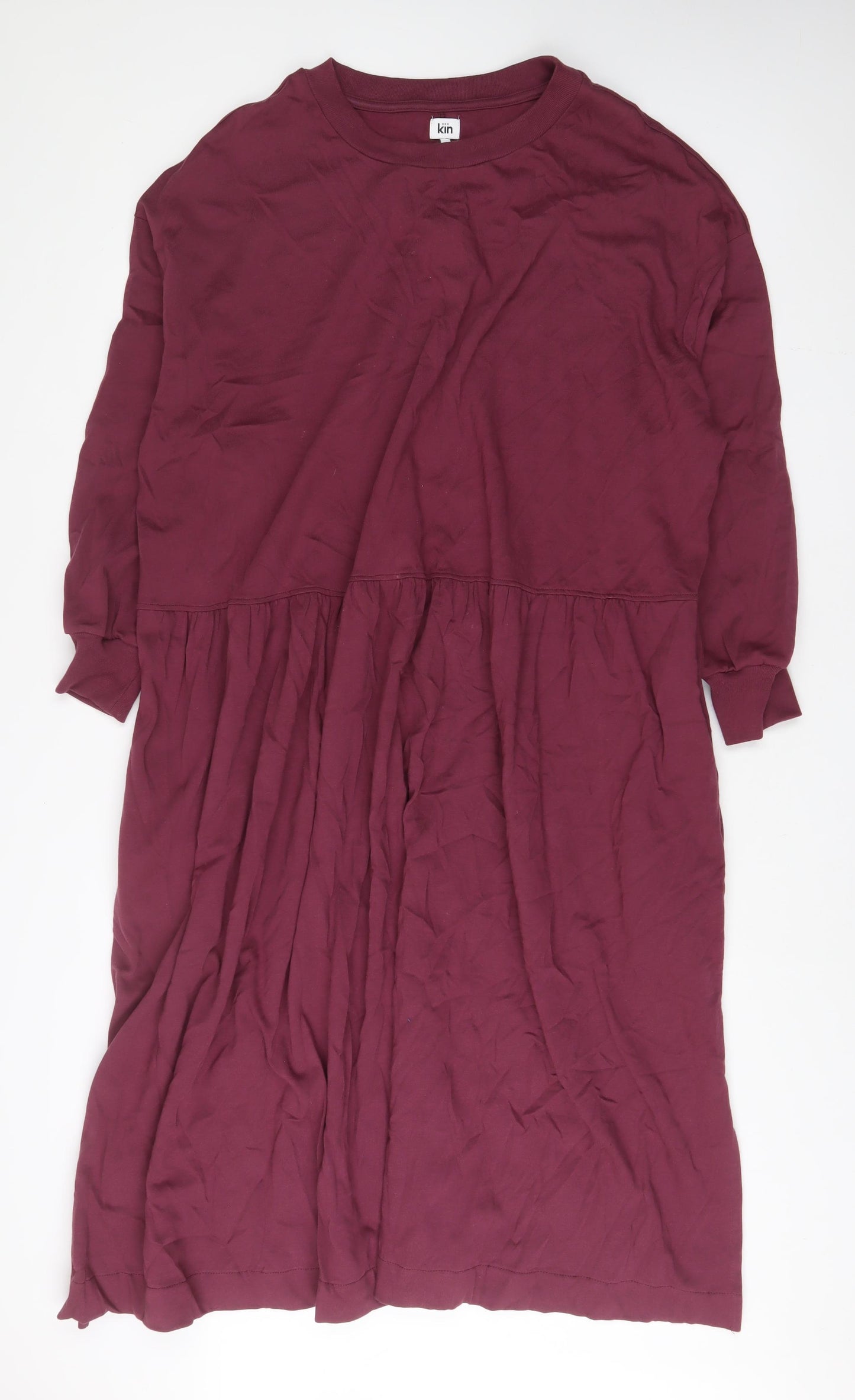 Kin Womens Purple Cotton Jumper Dress Size XL Crew Neck Pullover