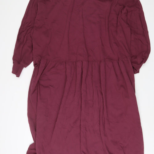 Kin Womens Purple Cotton Jumper Dress Size XL Crew Neck Pullover
