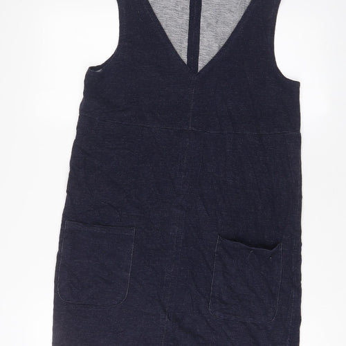 NEXT Womens Blue Cotton Tank Dress Size 12 V-Neck Pullover - Pockets