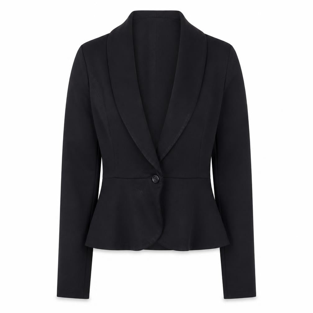 Front view of New Look women’s black jacket blazer, size UK 10, button