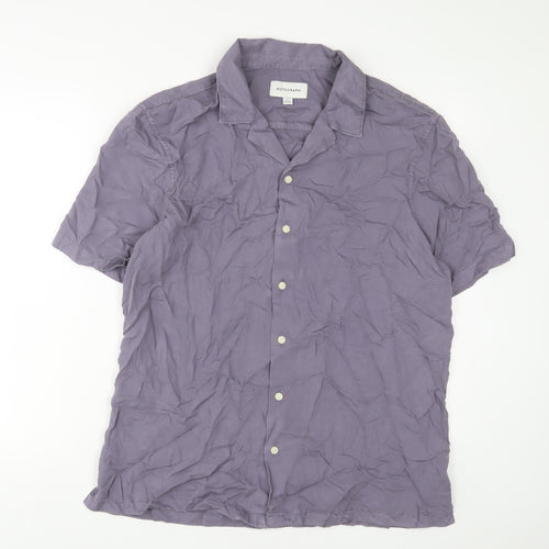 Autograph Mens Purple Lyocell Button-Up Size L Collared Button