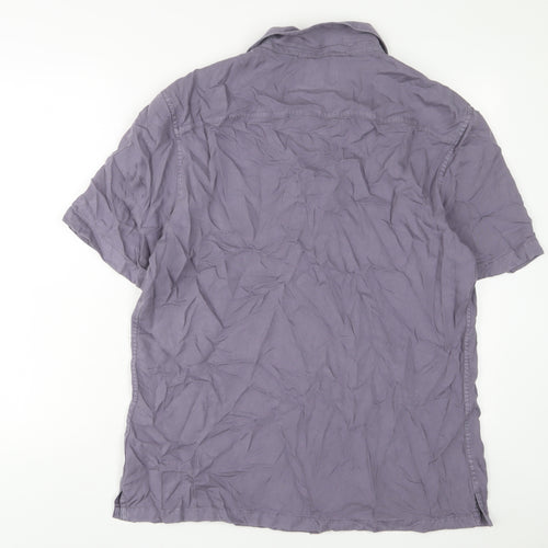 Autograph Mens Purple Lyocell Button-Up Size L Collared Button