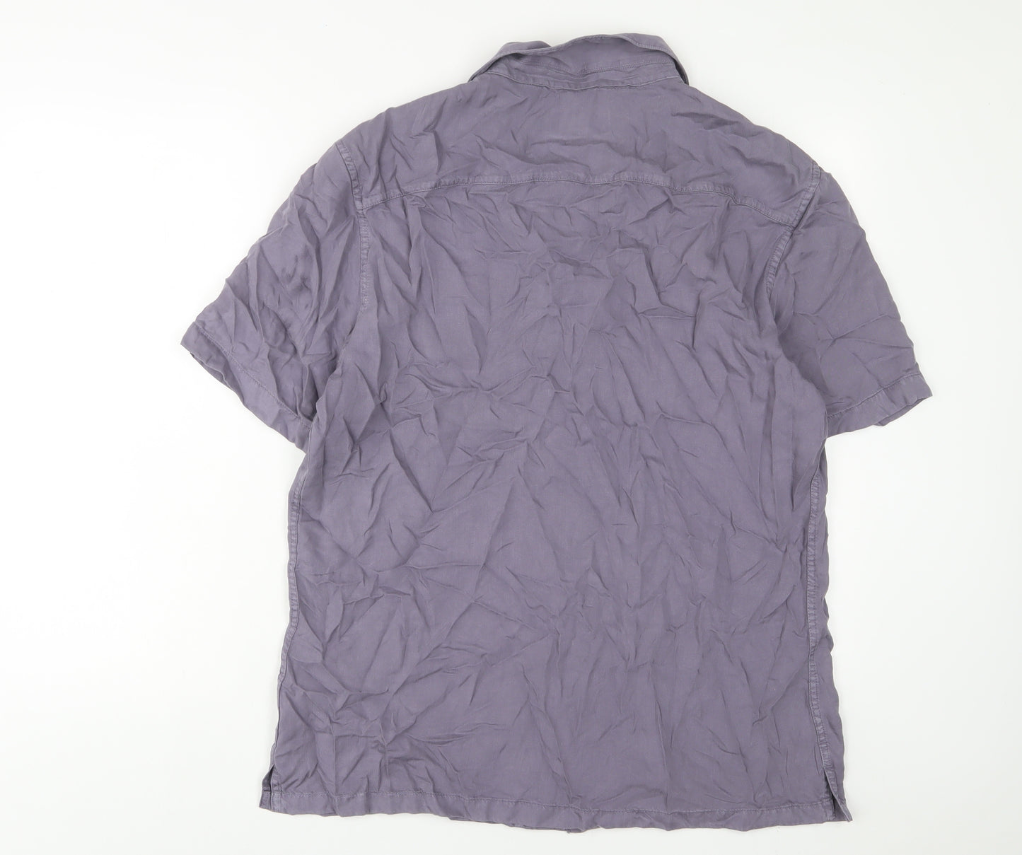 Autograph Mens Purple Lyocell Button-Up Size L Collared Button